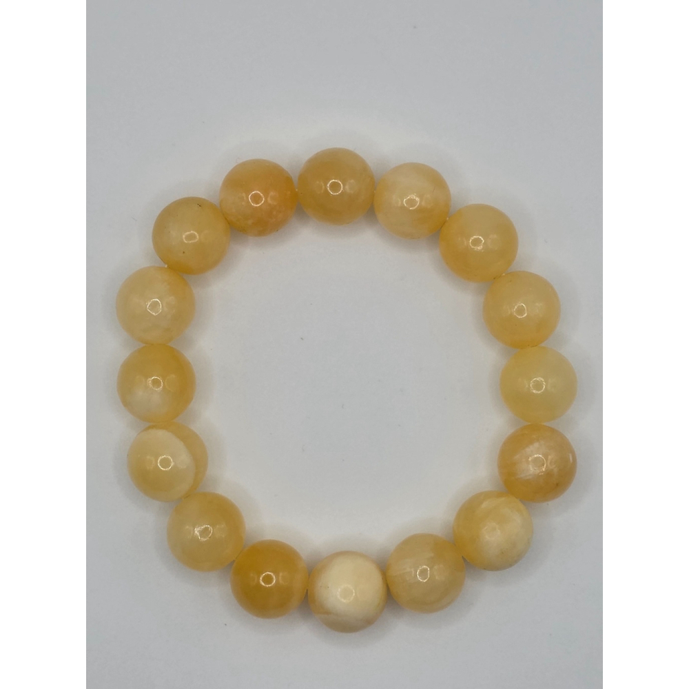 Honey Calcite 12mm Bead Bracelet Natural Golden Crystal NWT